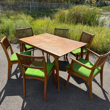 Drexel Profile Dining Table with Six Chairs & Three Leaves