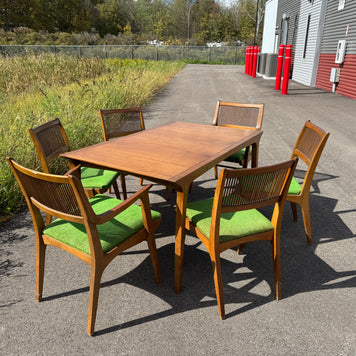 Drexel Profile Dining Table with Six Chairs & Three Leaves