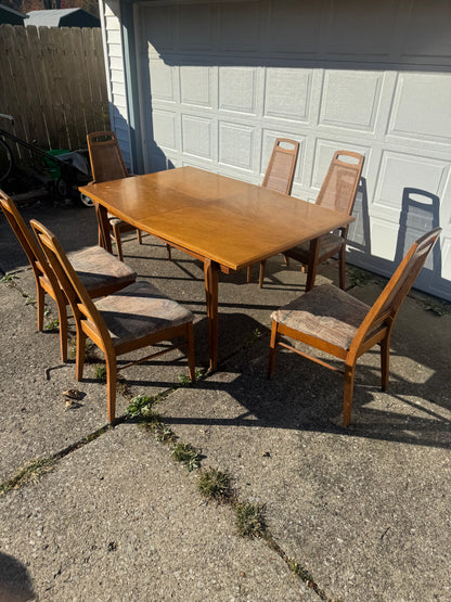 American of Martinsville Dining Table with Six Chairs & Two Oversized Leaves – Restoration Included ✨