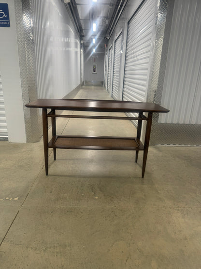 Bassett Entryway Table with Rattan Shelf