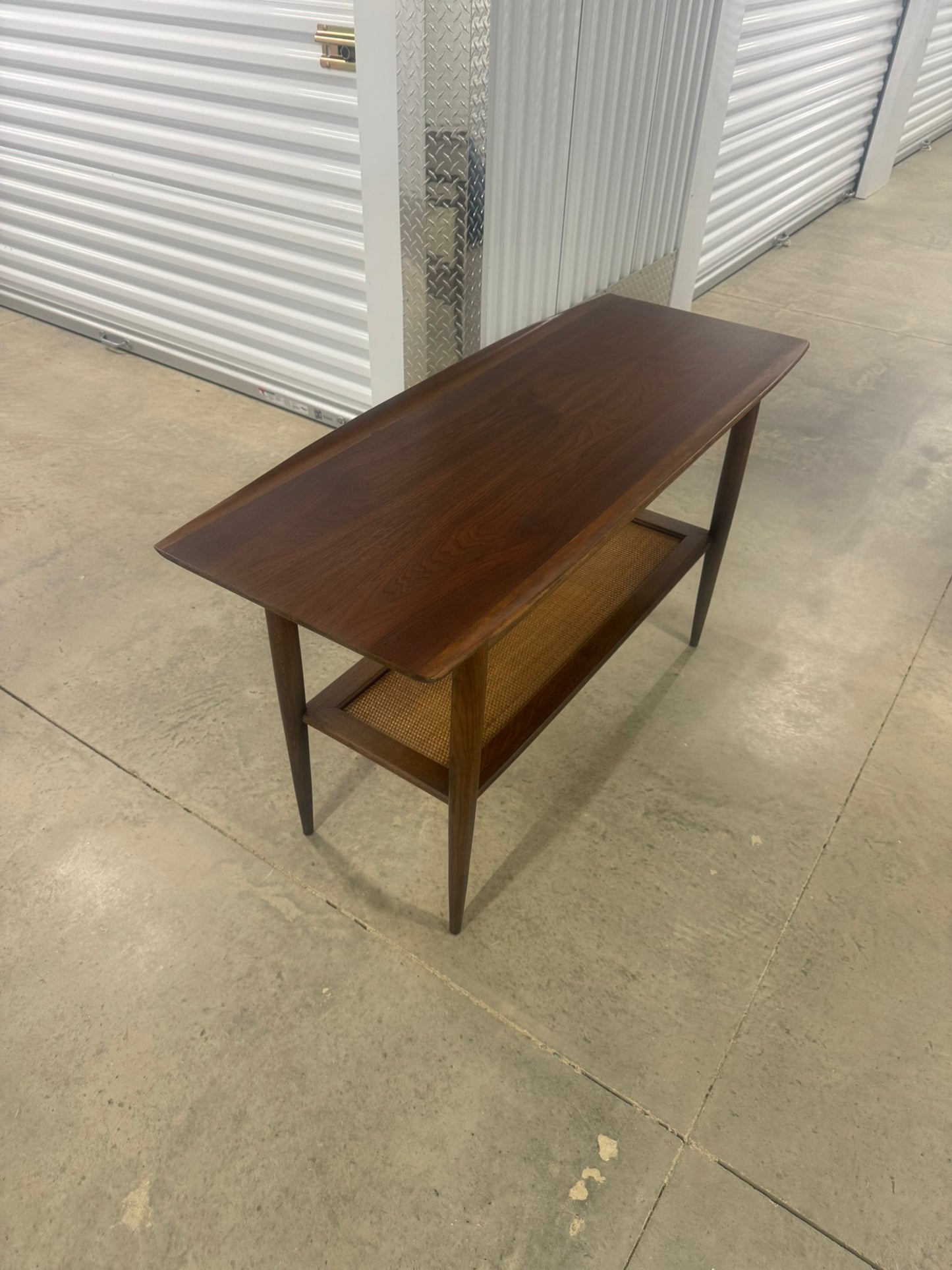 Bassett Entryway Table with Rattan Shelf