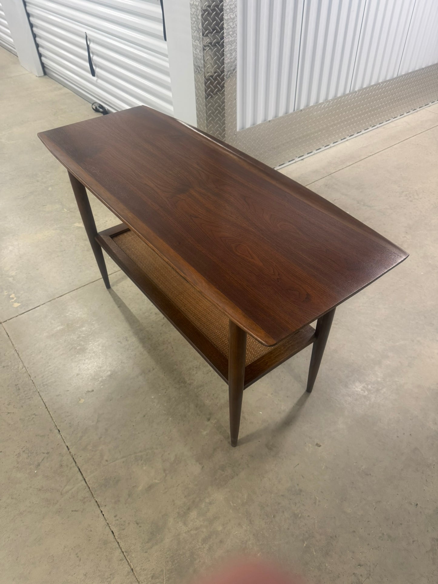 Bassett Entryway Table with Rattan Shelf