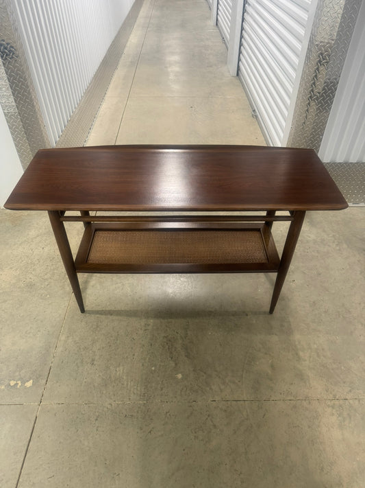 Bassett Entryway Table with Rattan Shelf