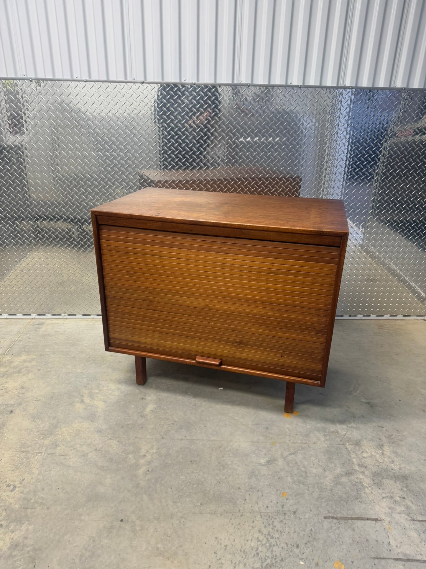 Jens Risom Walnut Tambour Door Bar