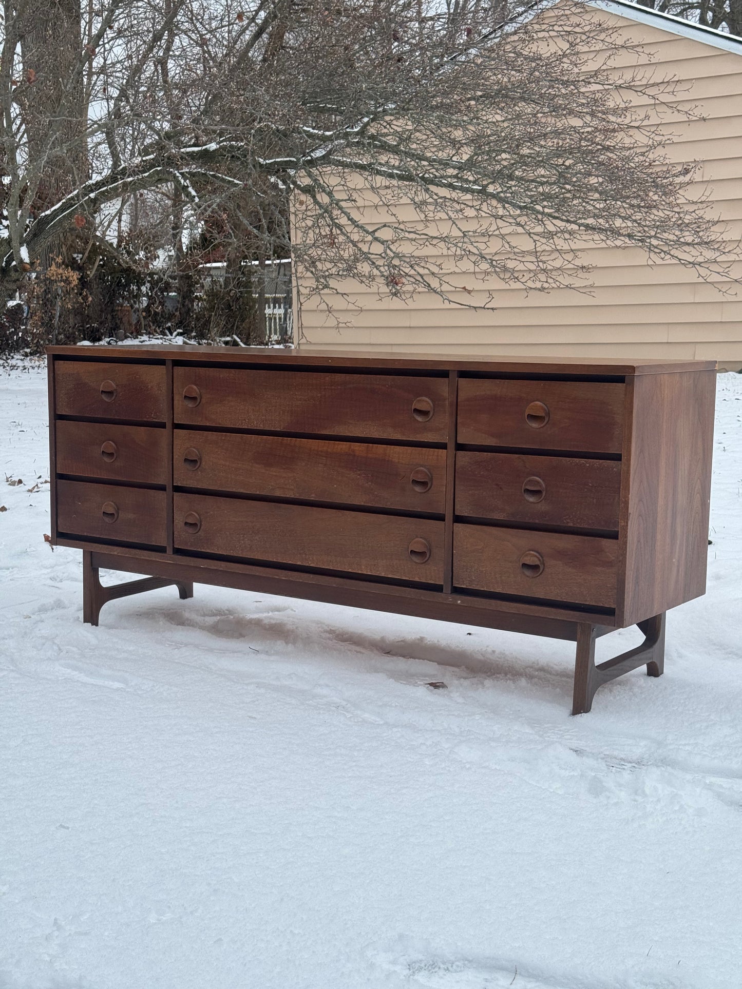 Stanley Furniture Long Walnut Dresser