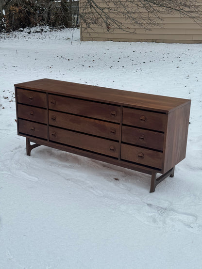 Stanley Furniture Long Walnut Dresser