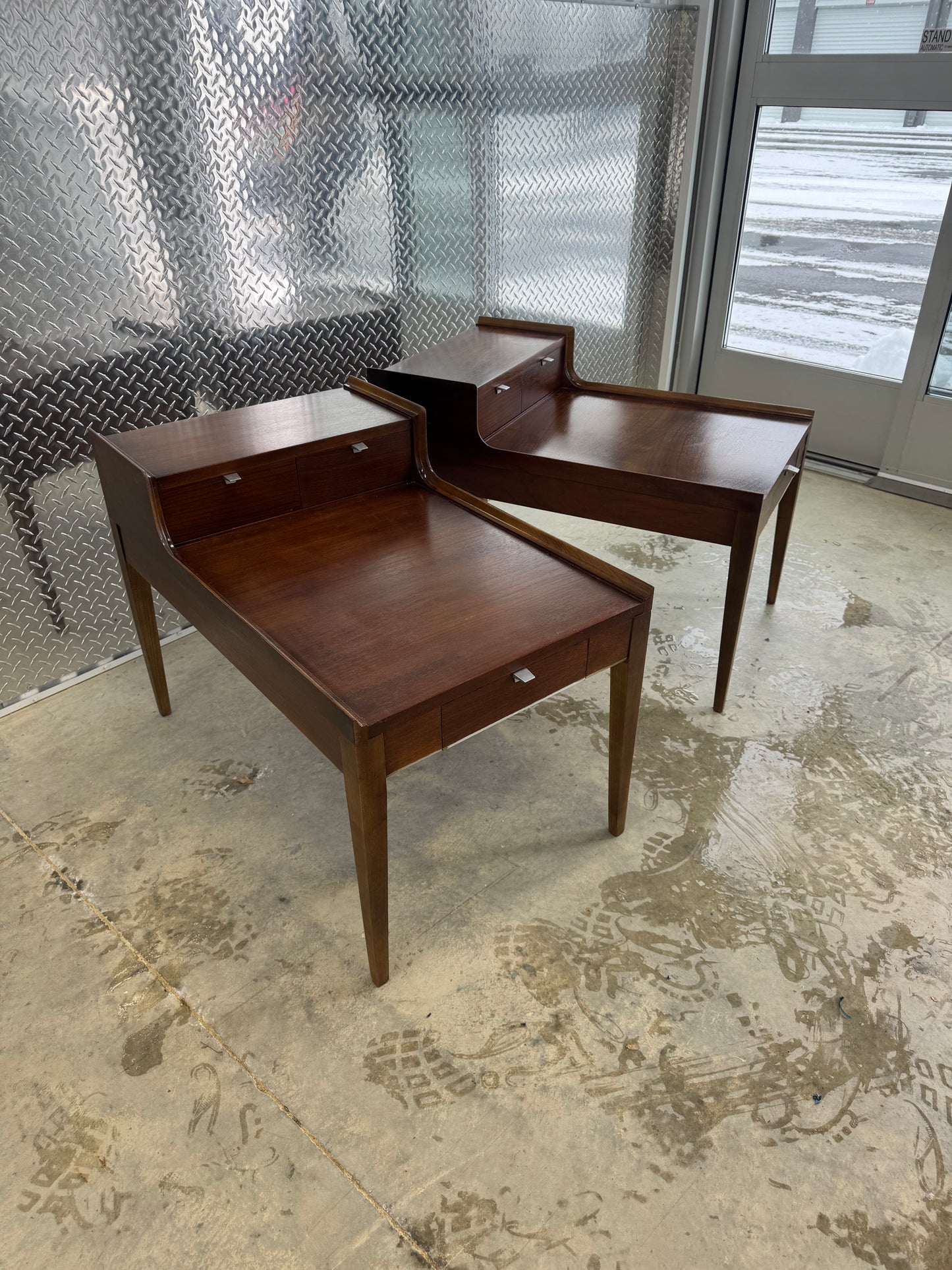 Cavalier Furniture Two-Tier End  Tables with Three Drawers — Pair