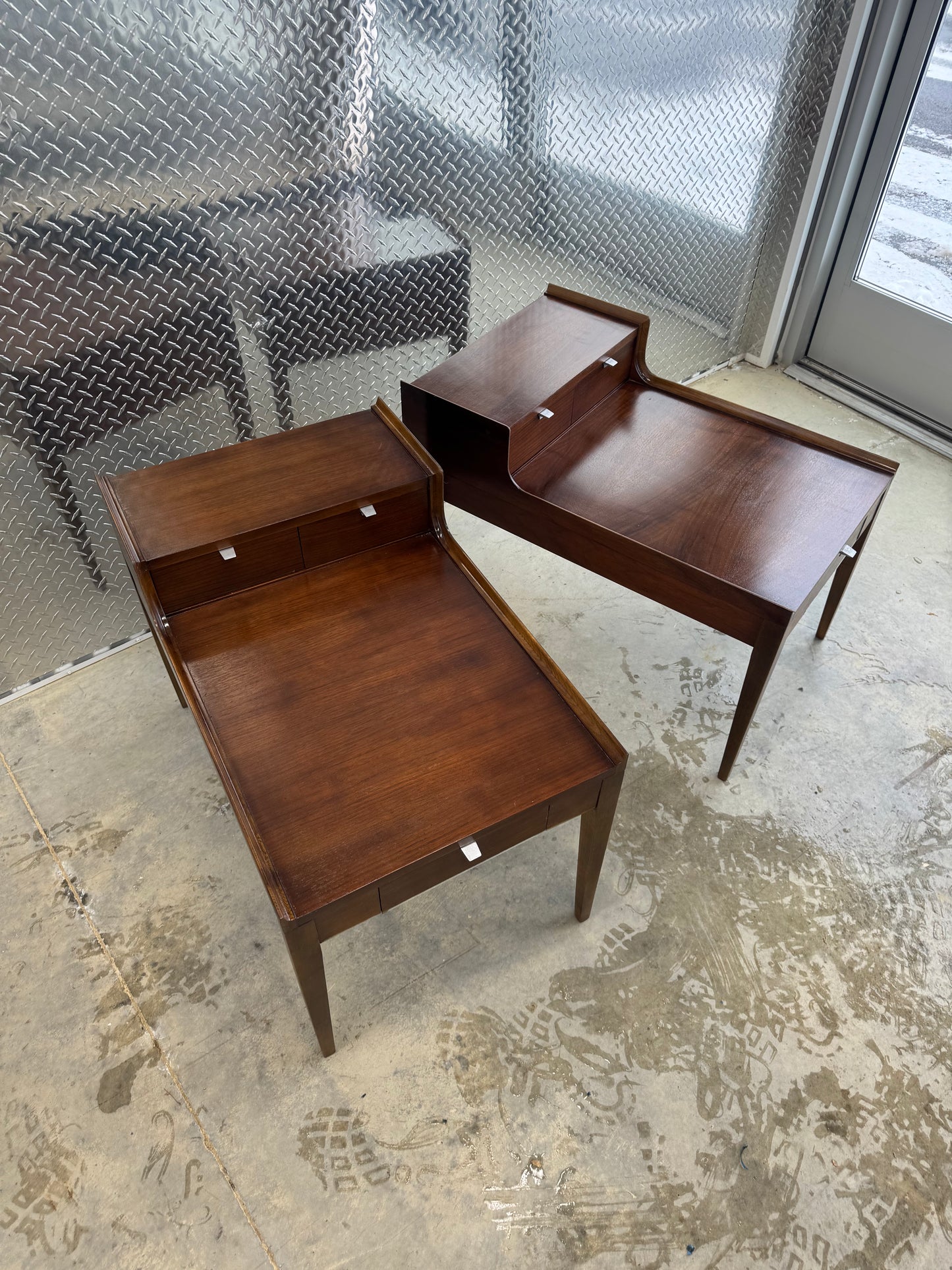 Cavalier Furniture Two-Tier End  Tables with Three Drawers — Pair