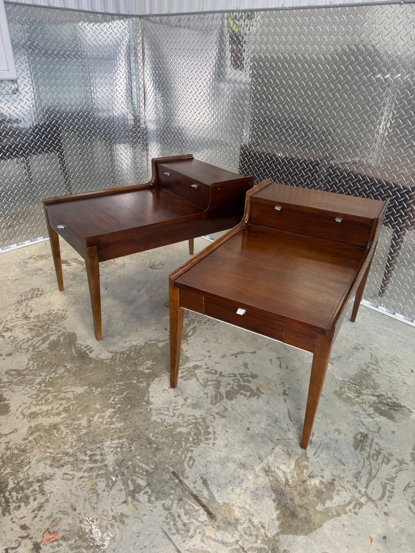 Cavalier Furniture Two-Tier End  Tables with Three Drawers — Pair