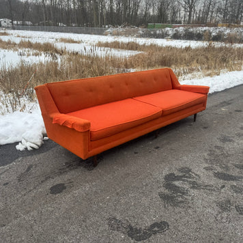 Midcentury Modern Three-Seat Sofa – Orange Upholstery