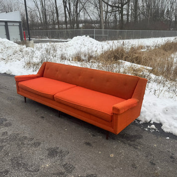 Midcentury Modern Three-Seat Sofa – Orange Upholstery