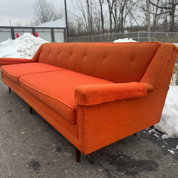 Midcentury Modern Three-Seat Sofa – Orange Upholstery