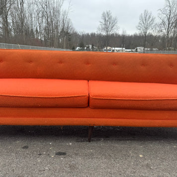 Midcentury Modern Three-Seat Sofa – Orange Upholstery