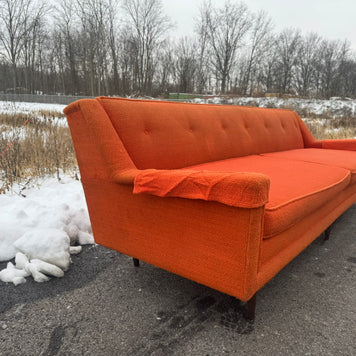 Midcentury Modern Three-Seat Sofa – Orange Upholstery
