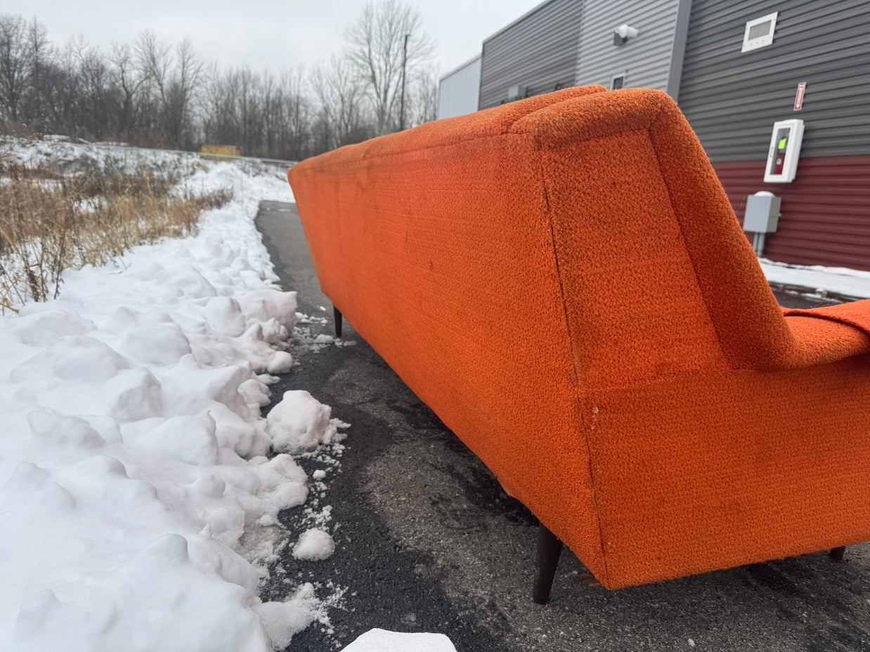 Midcentury Modern Three-Seat Sofa – Orange Upholstery
