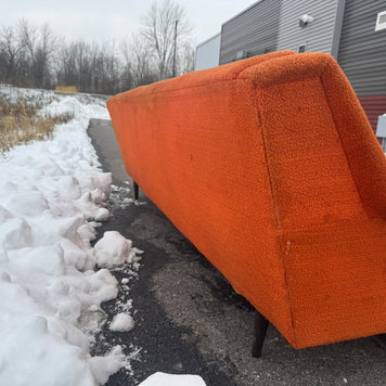 Midcentury Modern Three-Seat Sofa – Orange Upholstery