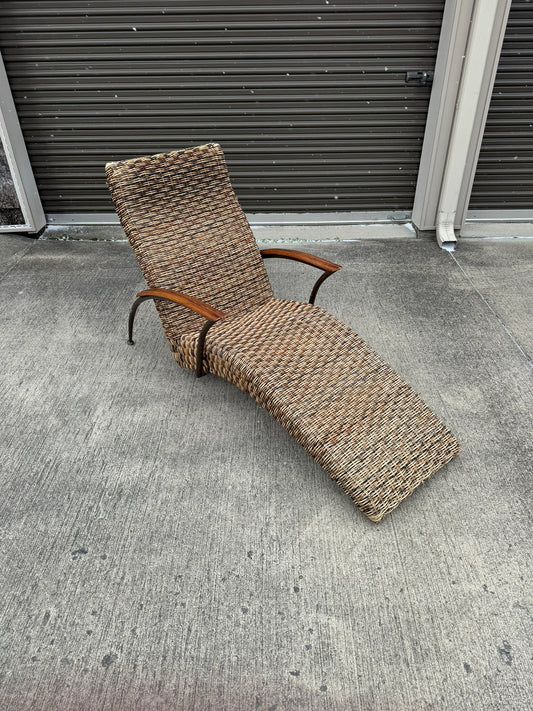 Midcentury Modern Wicker Lounge Chair with Metal Frame
