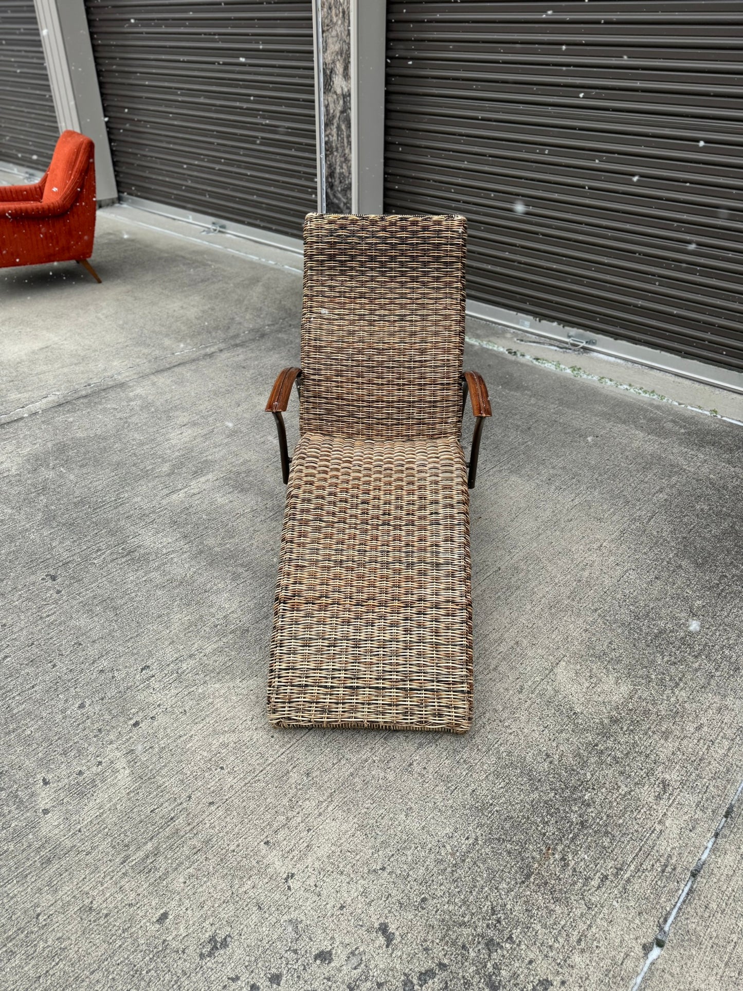 Midcentury Modern Wicker Lounge Chair with Metal Frame