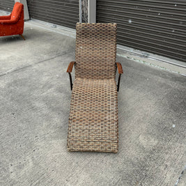 Midcentury Modern Wicker Lounge Chair with Metal Frame