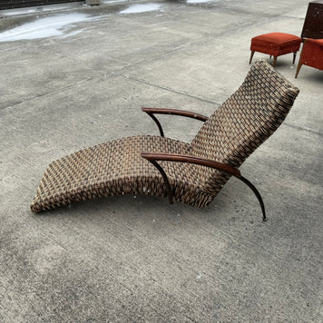 Midcentury Modern Wicker Lounge Chair with Metal Frame