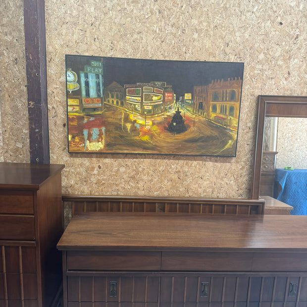 Cityscape Oil Painting by G. Barker – Striking Urban Elegance