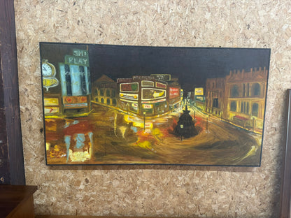 Cityscape Oil Painting by G. Barker – Striking Urban Elegance