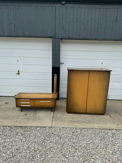 German Shrunk Entertainment Center – Low Console and Storage Cabinet Two-Piece Set (Available Separately)