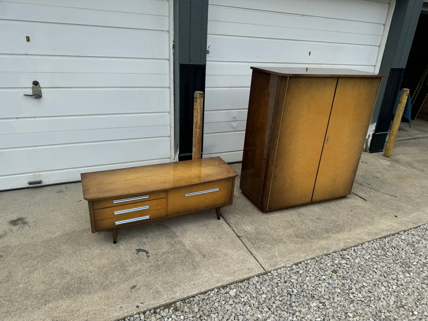 German Shrunk Entertainment Center – Low Console and Storage Cabinet Two-Piece Set (Available Separately)