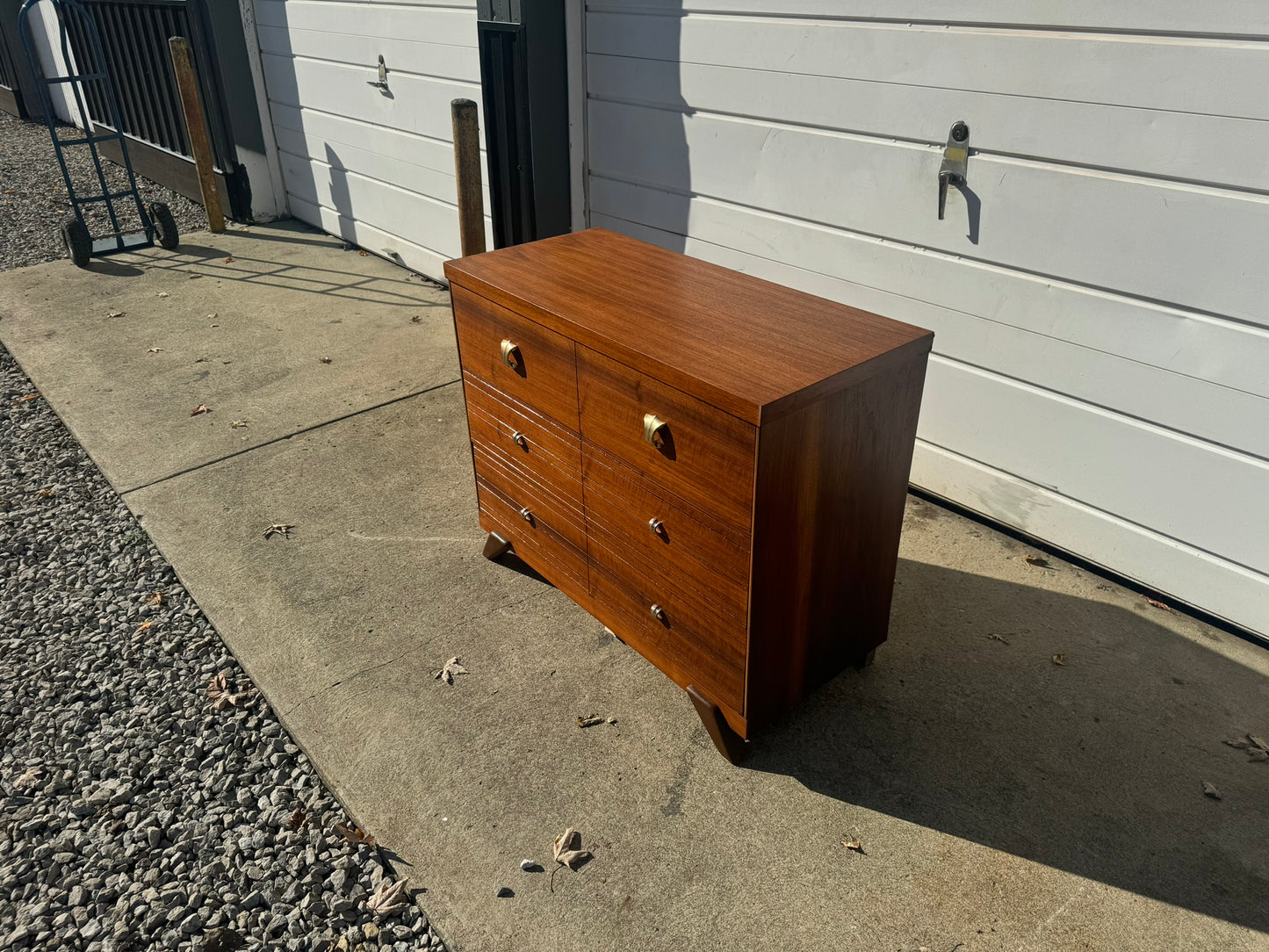 Petite Refinished Midcentury Walnut Dresser