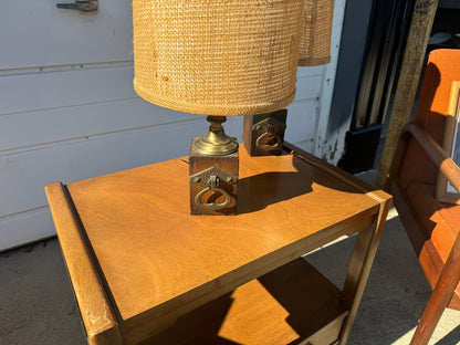 Rustic Burlap Shades Lamp Pair – Warm Midcentury Charm