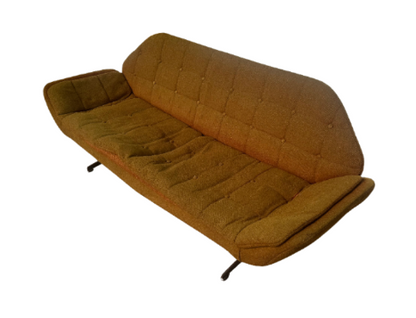 Three-Seat Midcentury Modern Couch with Metal Base – Custom Upholstery Option