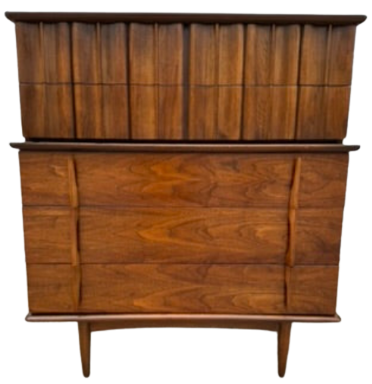 United Furniture Corporation Highboy Chest – Sculptural Drawer Fronts