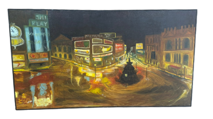 Cityscape Oil Painting by G. Barker – Striking Urban Elegance