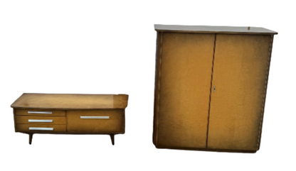 German Shrunk Entertainment Center – Low Console and Storage Cabinet Two-Piece Set (Available Separately)