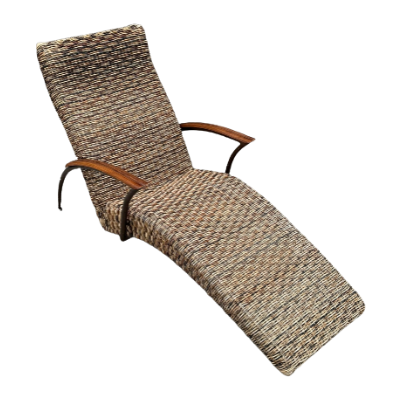 Midcentury Modern Wicker Lounge Chair with Metal Frame