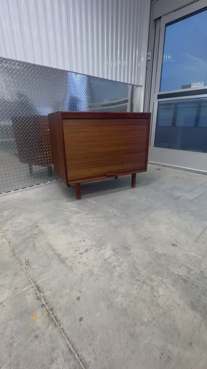 Jens Risom Walnut Tambour Door Bar